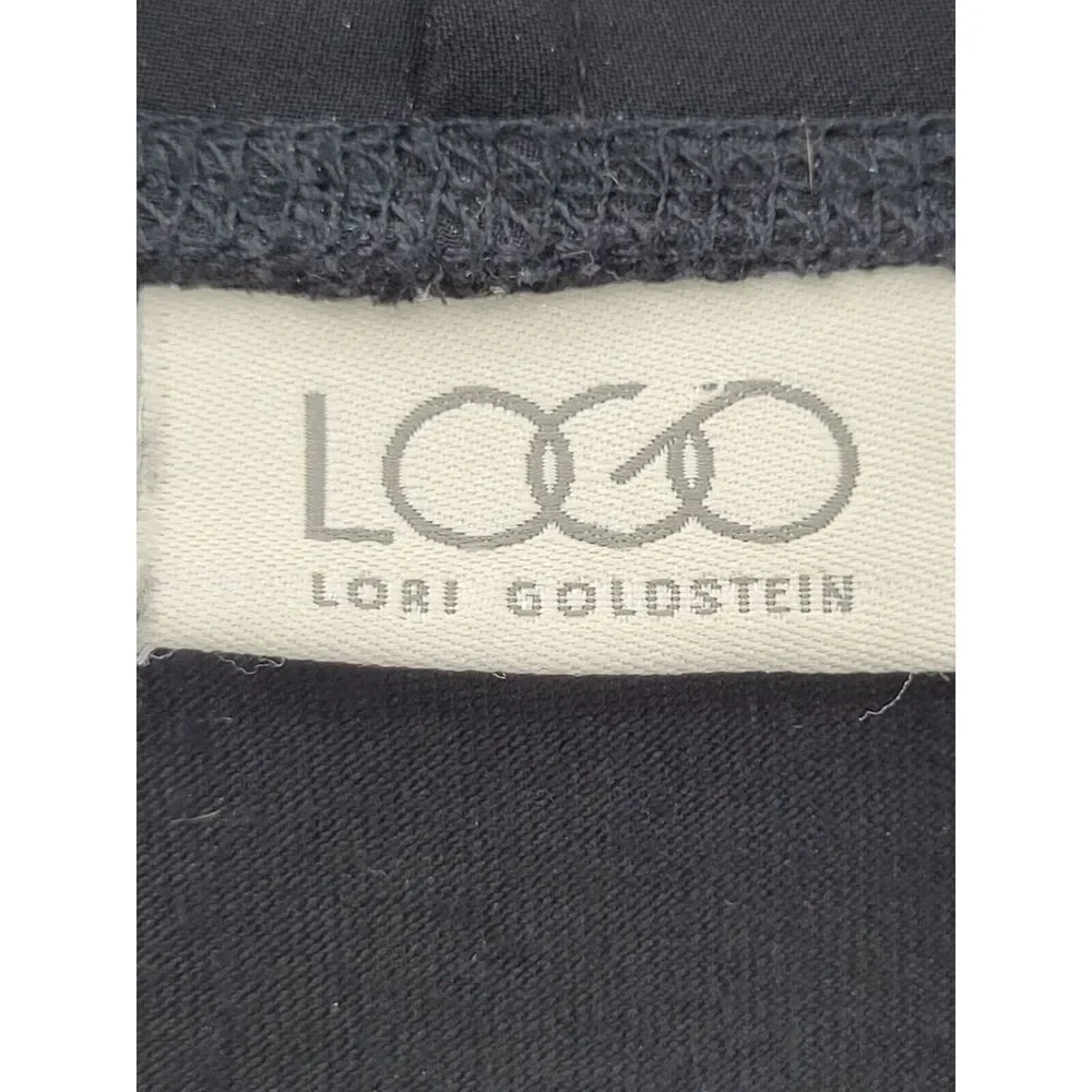 LOGO Lori Goldstein Vest Womens Medium Black Open Front Asymmetric Pockets Boho - Picture 4 of 8